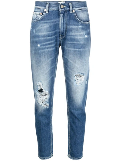 Dondup Ripped Slim-cut Jeans In Blue