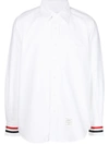 THOM BROWNE GROSGRAIN-TRIM LONG-SLEEVE SHIRT