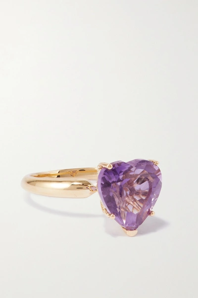 Fry Powers Rainbow Heart 14-karat Gold Amethyst Ring In Purple