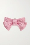 Judith Leiber Bow Just For You Crystal-embellished Silver-tone Clutch In Pink