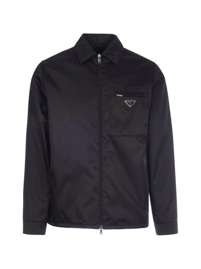 Prada Logo-triangle Lightweight Jacket In Black