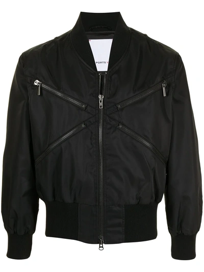 Ports V Zip-embellished Bomber Jacket In Black