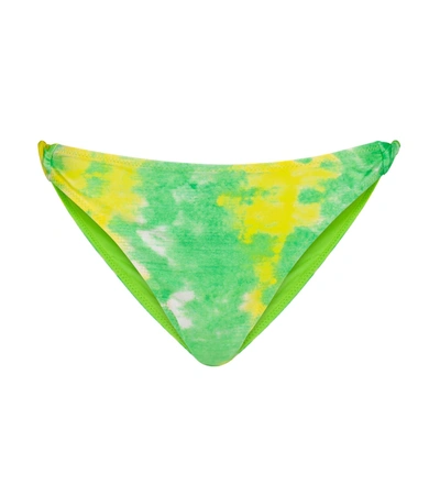 Ganni Tie Dye-print Bikini Bottoms In Kelly Green