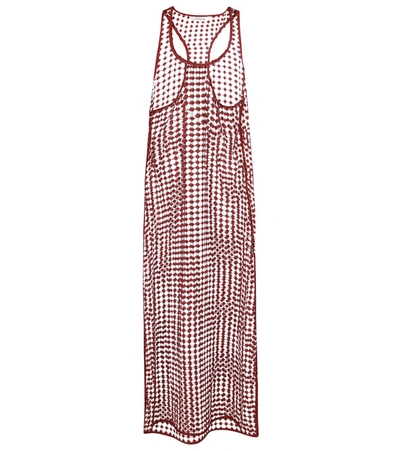 Ganni Mesh Racerback Slip Dress In Brown