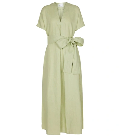 Lisa Marie Fernandez Rosetta Linen Maxi Dress In Green