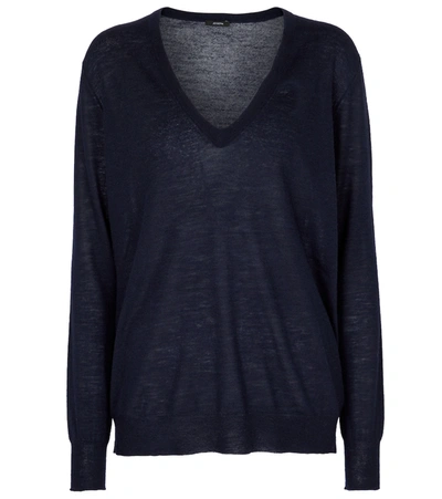 Joseph Cashair Cashmere V-neck Sweater In Blue