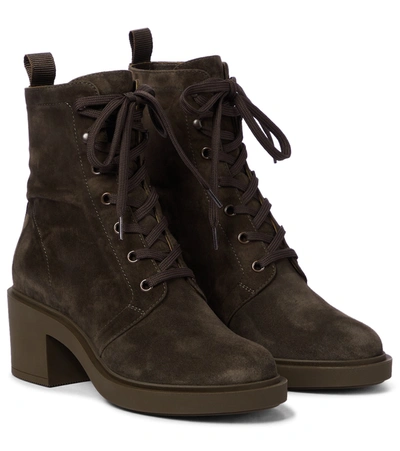 Gianvito Rossi Brown 45 Suede Ankle Boots In Green