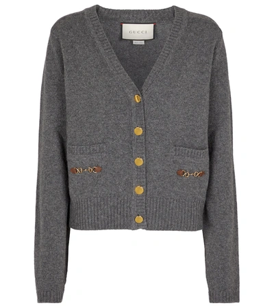 Gucci Horsebit-detail Cashmere Cardigan In Gray