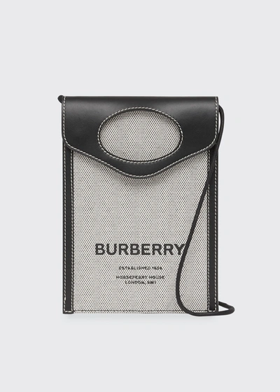 Burberry Grey Canvas Two-tone Logo Phone Pouch In Gray