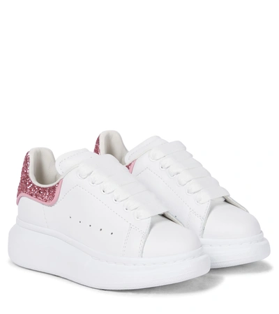 Alexander Mcqueen Kids' Glitter Trim Low-top Trainers In White Pink