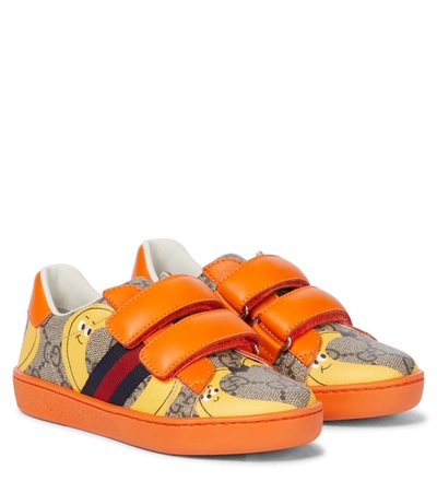 Gucci Babies' Ace Gg Sneakers In Orange