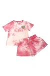 LOLA & THE BOYS PINK TIE-DYE T-SHIRT & SHORTS SET,PNKTDSHST