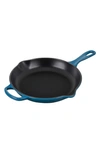Le Creuset Signature Handle 10 1/4 Inch Enamel Cast Iron Skillet In Deep Teal