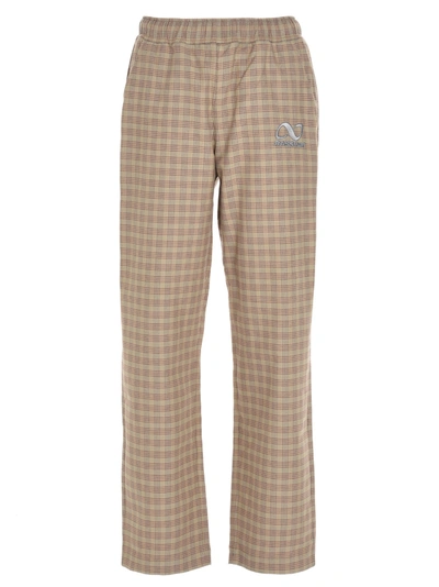 Paccbet Check Cotton Pants In Beige