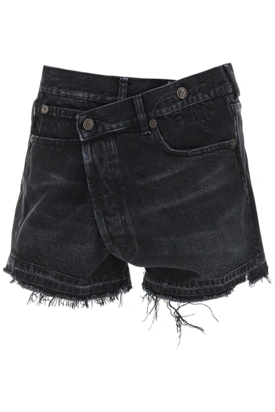 R13 Crossover Denim Shorts In Black