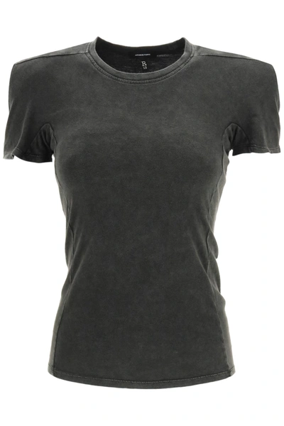 R13 Distressed Shoulder-pad T-shirt In Black