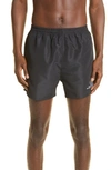 Balenciaga Rainbow Logo Elastic Waist Mesh Swim Shorts In Black