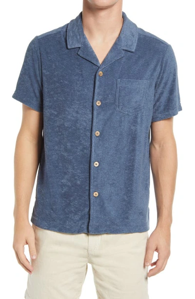 Marine Layer Resort Short Sleeve Button-up Camp Shirt In China Blue
