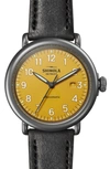 Shinola Runwell Automatic Leather Strap Watch, 45mm In Ochre