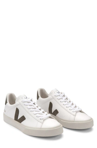 Veja White And Khaki Leather Campo Sneakers