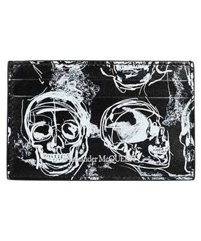 Alexander Mcqueen Printed Skulls Card Holder In Black