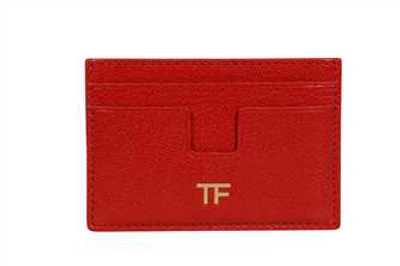 Tom Ford Shiny Goat Leather Tf Card Holder In Red