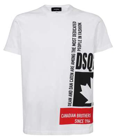 Dsquared2 Logo Leaf Print Cotton Jersey T-shirt In White