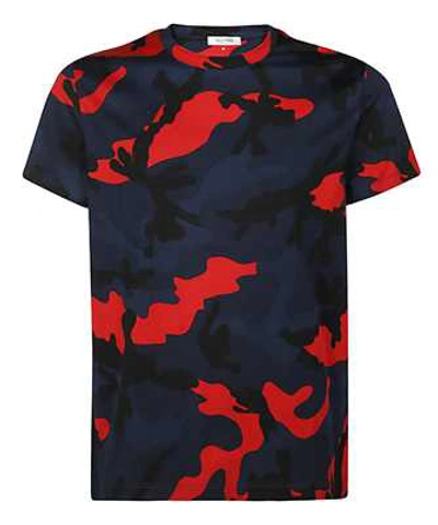 Valentino Camouflage Crew Neck T-shirt- Delivery In 3-4 Weeks In Blue