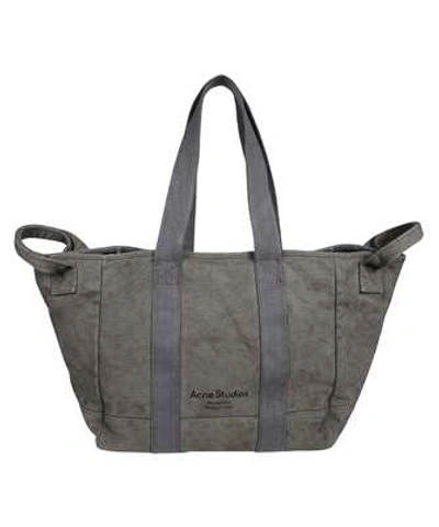 Acne Studios Logo-print Cotton-canvas Tote Bag In Grey