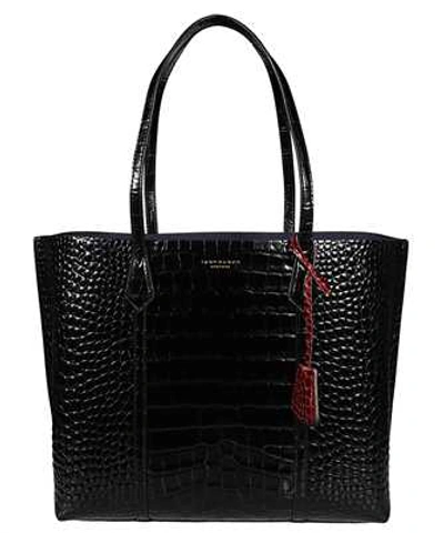 Tory Burch Perry Embossed Tote Bag In Black