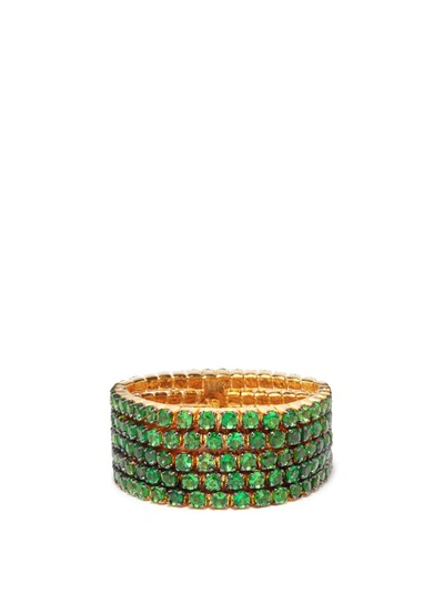 Shay Threads Pavé Ring In Green Garnet