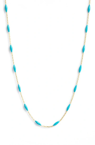 Argento Vivo Sterling Silver Turquoise Enamel Station Necklace In Gold/turq