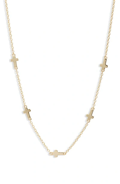 Argento Vivo Sterling Silver Cross Station Necklace In Gold