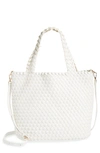 Mali + Lili Ray Convertible Woven Vegan Leather Tote In White