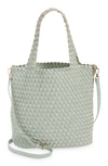 Mali + Lili Ray Convertible Woven Vegan Leather Tote In Sage