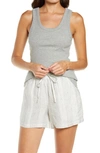 Papinelle Ribbed Shelf Bra Tank In Grey