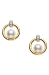 MIKIMOTO CULTURED PEARL CIRCLE EARRINGS,MEQ10159ADXC