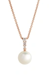 MIKIMOTO MORNING DEW CULTURED PEARL & DIAMOND PENDANT NECKLACE,PPA 404ND Z