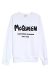 Alexander Mcqueen Graffiti Logo Sweatshirt In White / Black