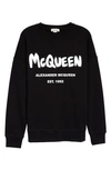Alexander Mcqueen Sweatshirt With Graffiti Logo Print In Black/ White