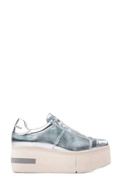 Paloma Barceló Mirande Metallic Platform Sneaker In Leather Silver