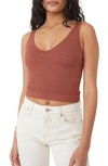 Free People Intimately Fp Solid Rib Brami Crop Top In Chocolate