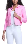 L Agence Janelle Raw Cut Slim Denim Jacket In Rose Bloom