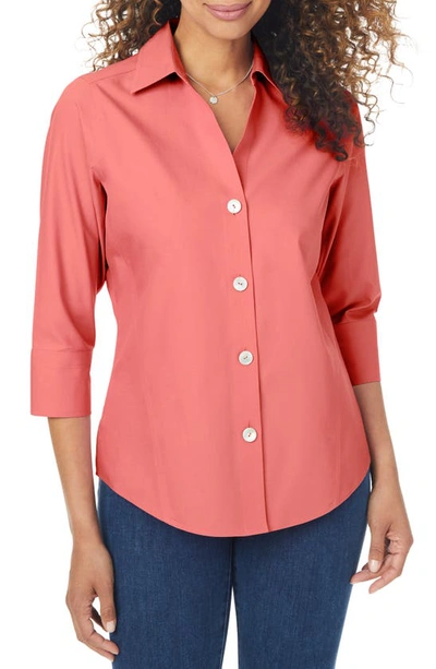 Foxcroft Paityn Non-iron Cotton Shirt In Scarlet Flame