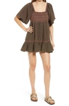 Free People Easy To Love Minidress In Espresso Beans