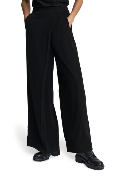 Rag & Bone Lani Wide Leg Crepe Pants In Black