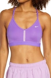 Nike Indy Mesh Inset Sports Bra In Violet Shock/ Berry/ White