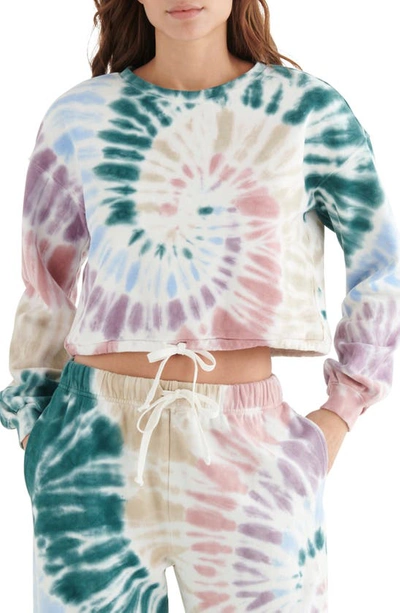 Lucky Brand Cool For Summer Tie Dye Crop Sweatshirt In Iris Orchird Tye Dye