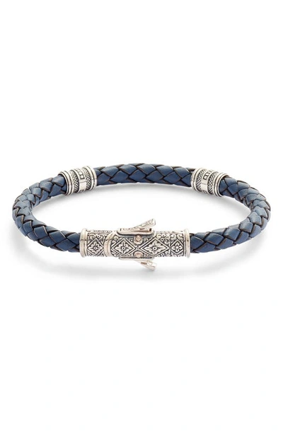 Konstantino Perseus Braided Leather Bracelet In Blue Leather