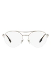 Burberry 53mm Round Optical Glasses In Light Gold/ Brown